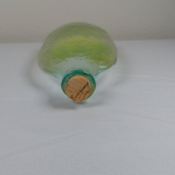 Blown Green Ombre Glass 10.5" tall Liquor Bottle Container Cork Stopper Decor - Picture 5 of 8